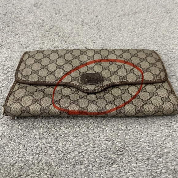 #6 Gucci Vintage GG Supreme PVC Brown Clutch USED SOLD AS IS! LIVE SHOW! - Picture 8 of 16